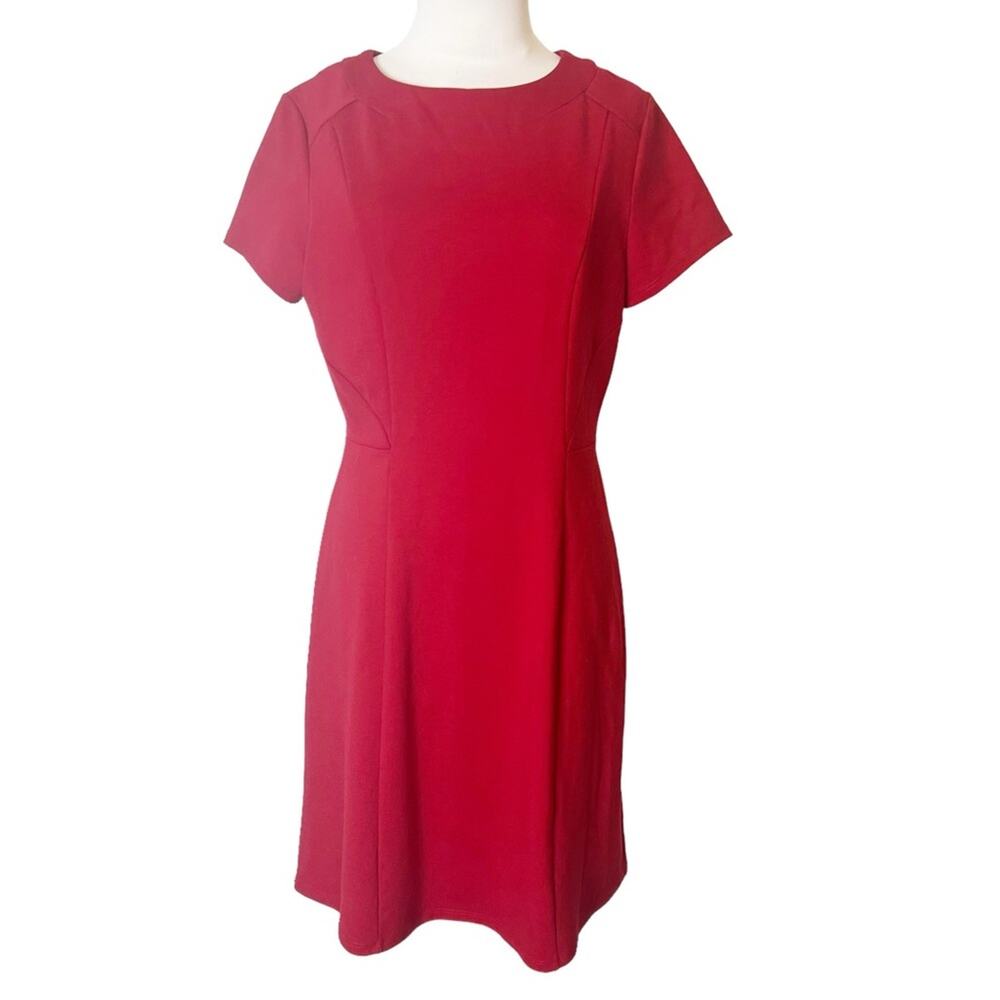 Jude Connally red Shirt sleeve sheath dress sz S